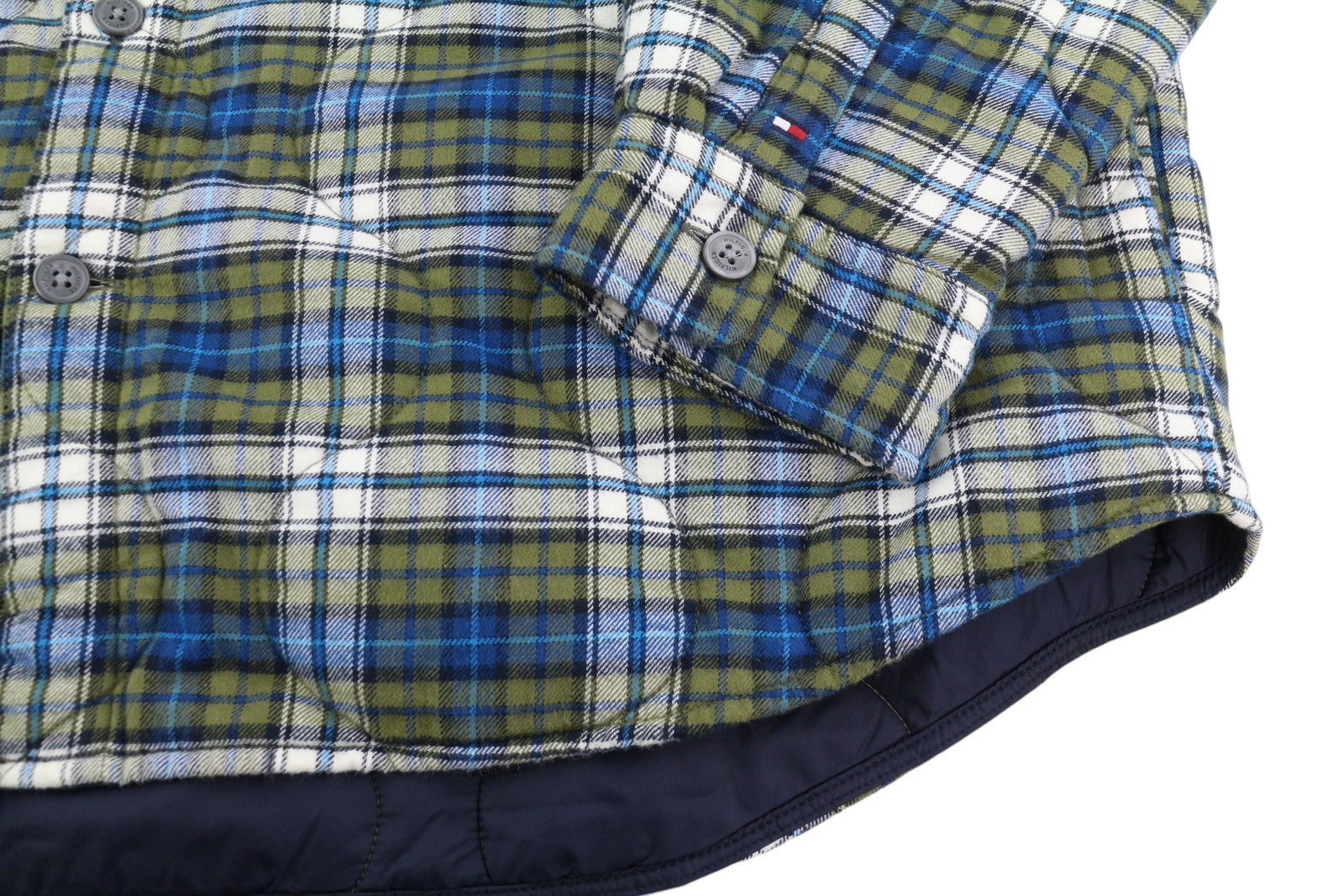 TOMMY HILFIGER Check Quilted Overshirt Men Jacket L Button-Up  Padded Lined