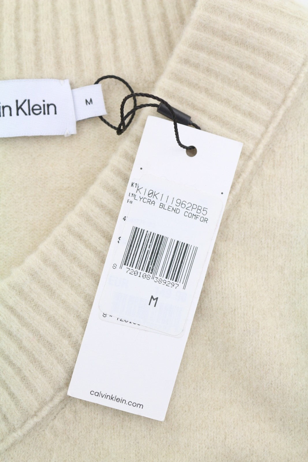 CALVIN KLEIN Lycra Blend Comfort Men Jumper M Light Wool Blend V-Neck Pullover