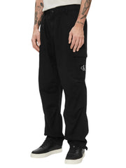 CALVIN KLEIN Straight Cargo Men Trousers M Black Patch Pockets Regular Fit Dark
