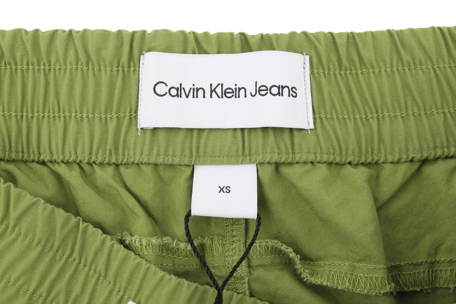CALVIN KLEIN Utility Cotton Pop Men Trousers XS Green Elastic Waist Zip Cargo