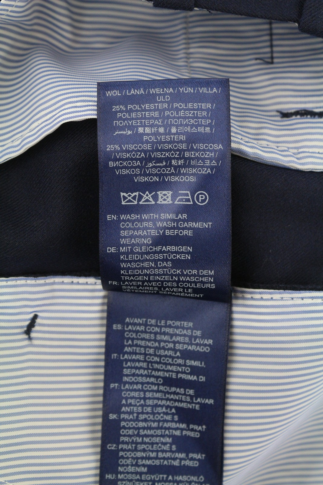 GANT Wool Blend Hw Pleated Women Trousers EU34 Dark Blue Flared Fit Ankle Length