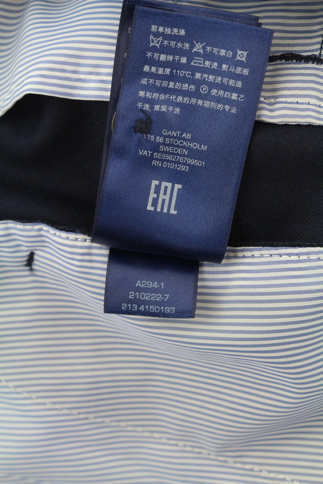 GANT Wool Blend Hw Pleated Women Trousers EU34 Dark Blue Flared Fit Ankle Length