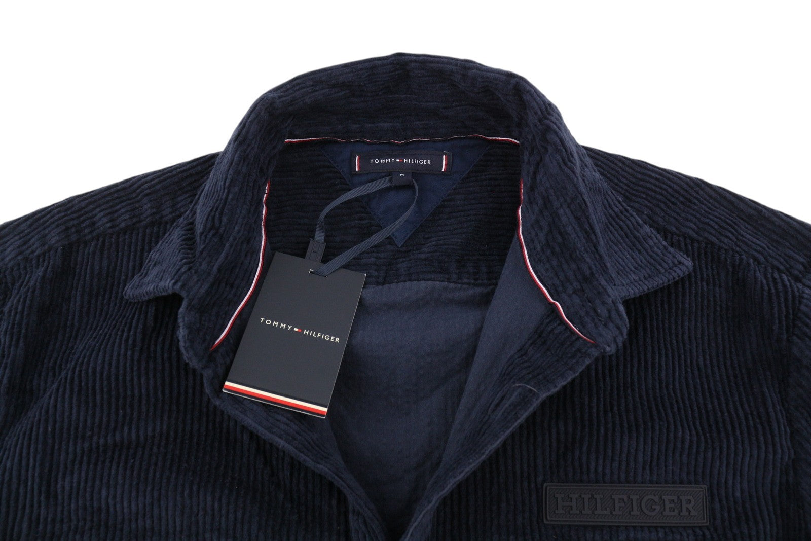 TOMMY HILFIGER Corduroy Solid Overshirt Men Jacket M Blue Button-Up RRP€158