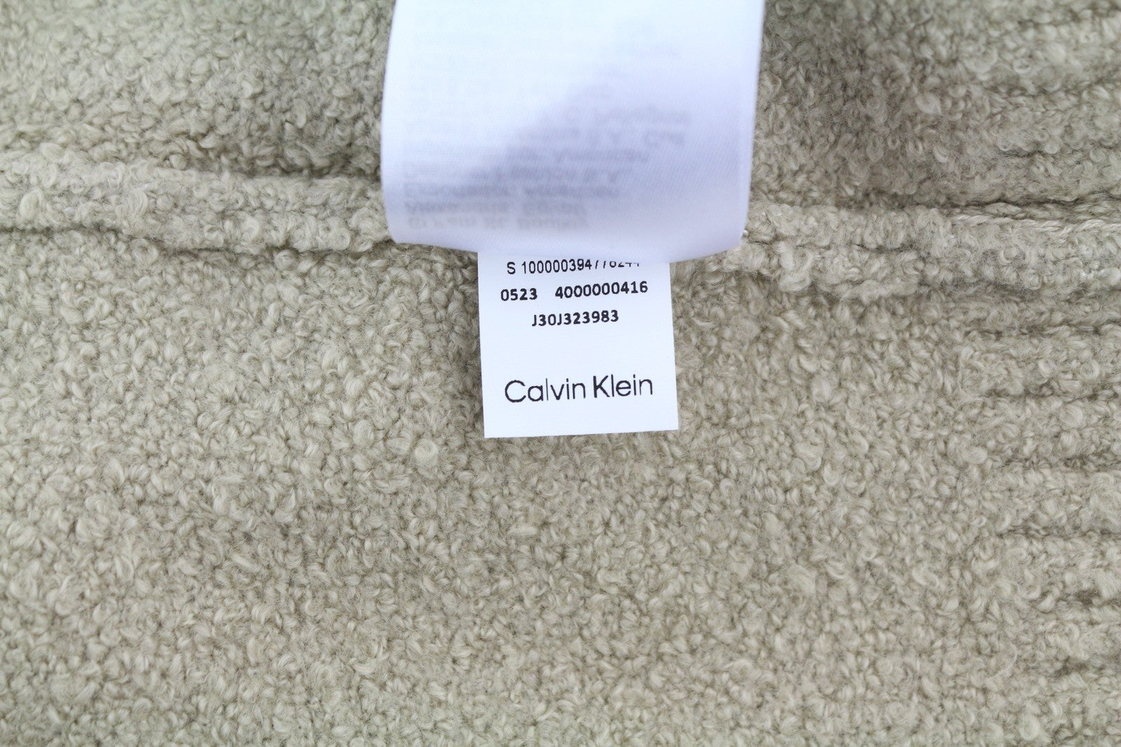 CALVIN KLEIN High Texture Men Jumper L Beige Patch Logo Casual Pullover RRP€139