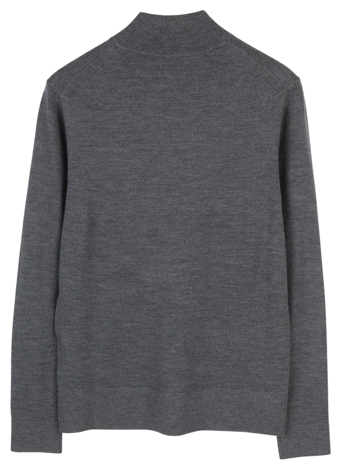 CALVIN KLEIN Merino Mock Neck Men Jumper M Grey Wool Tight-Knit Logo Pullover
