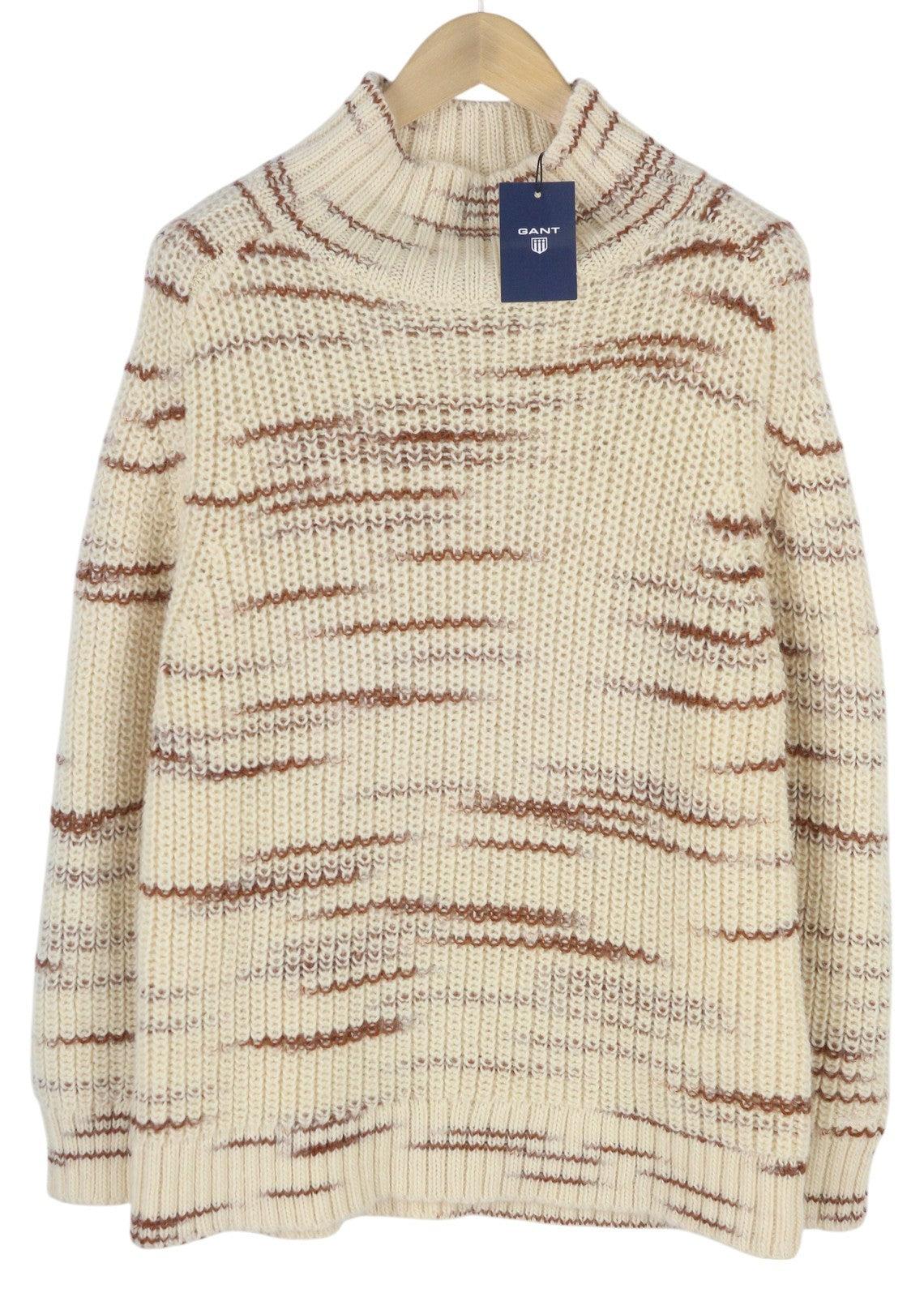 GANT Multi Color Turtle Women Jumper M Beige Wool Tight-Knit Patterned Pullover