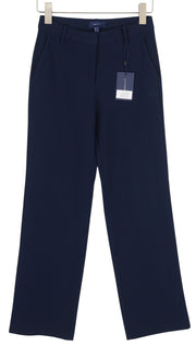 GANT Wide Drape Women Trousers EU34 Dark Blue Flat Front Zip Fly Pockets Casual