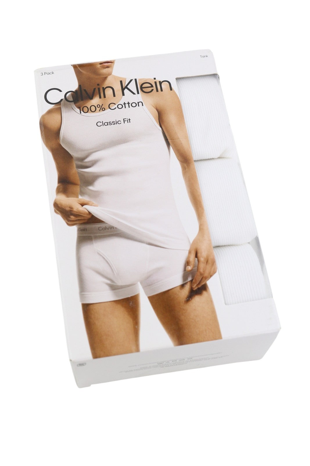 CALVIN KLEIN Men T-Shirt M White Sleeveless Classic Fit Ribbed Underwear 3 Pack
