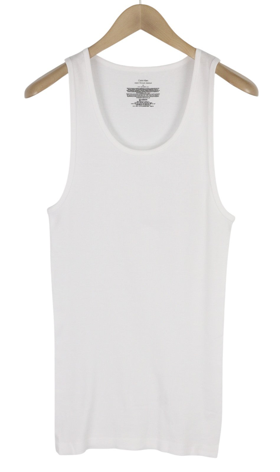 CALVIN KLEIN Men T-Shirt M White Sleeveless Classic Fit Ribbed Underwear 3 Pack