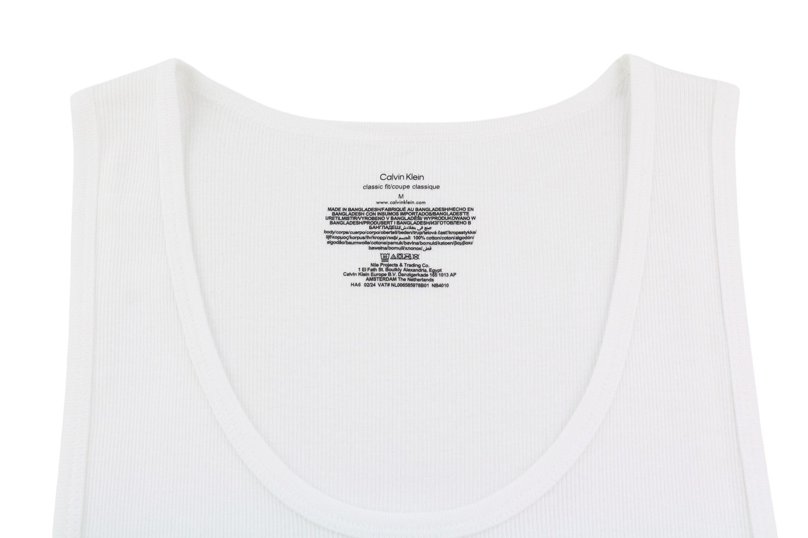 CALVIN KLEIN Men T-Shirt M White Sleeveless Classic Fit Ribbed Underwear 3 Pack