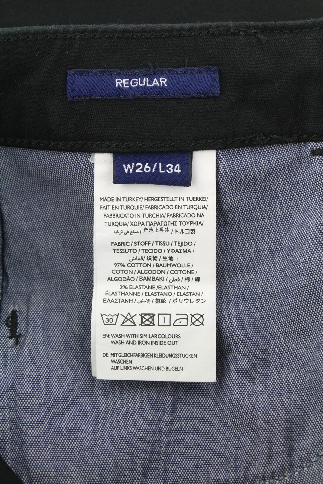 GANT Regular Satin Women Trousers W26/L34 Black Zip Fly Flat Front Logo Casual