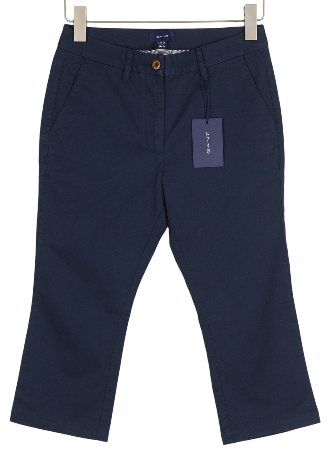 GANT Chino Capri Women Trousers EU36 Blue Ankle Length Zip Fly Pockets Casual