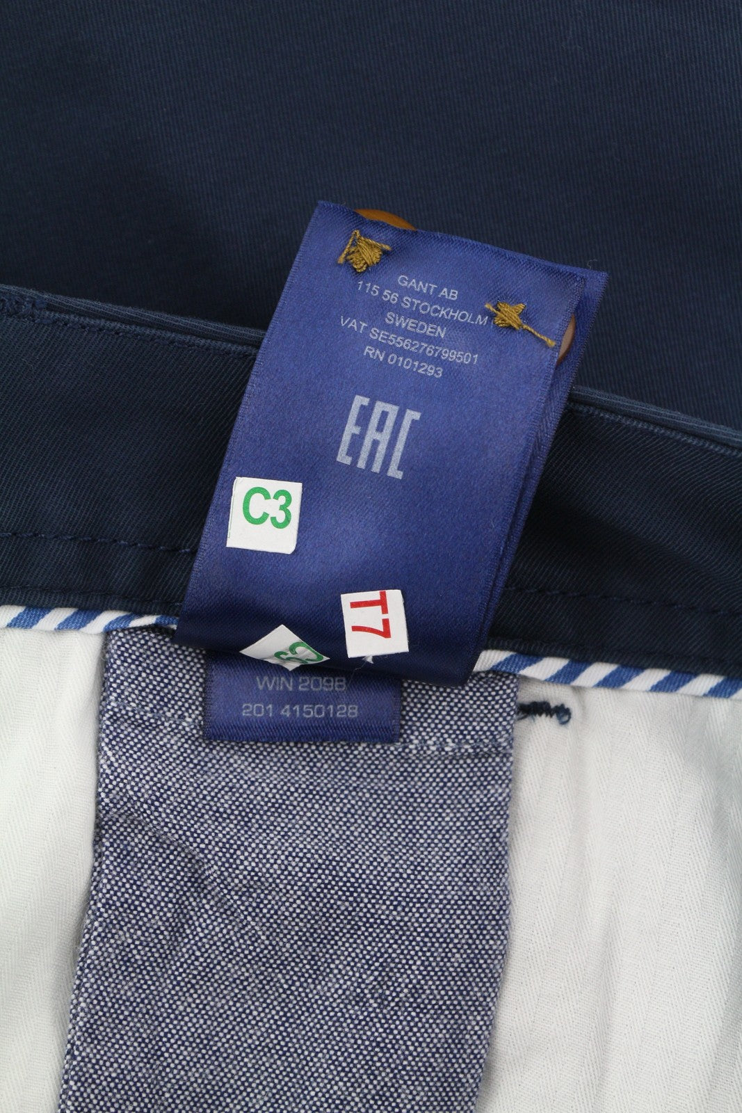 GANT Chino Capri Women Trousers EU36 Blue Ankle Length Zip Fly Pockets Casual