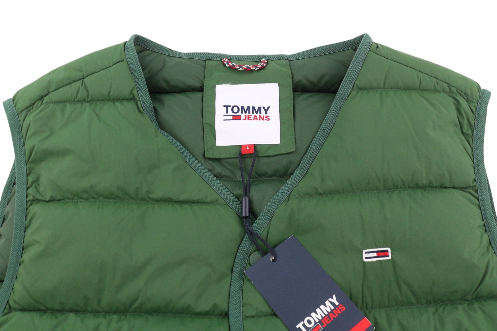TOMMY HILFIGER Tjm Light Down Men Waistcoat L Green Duck Down Filled RRP€149