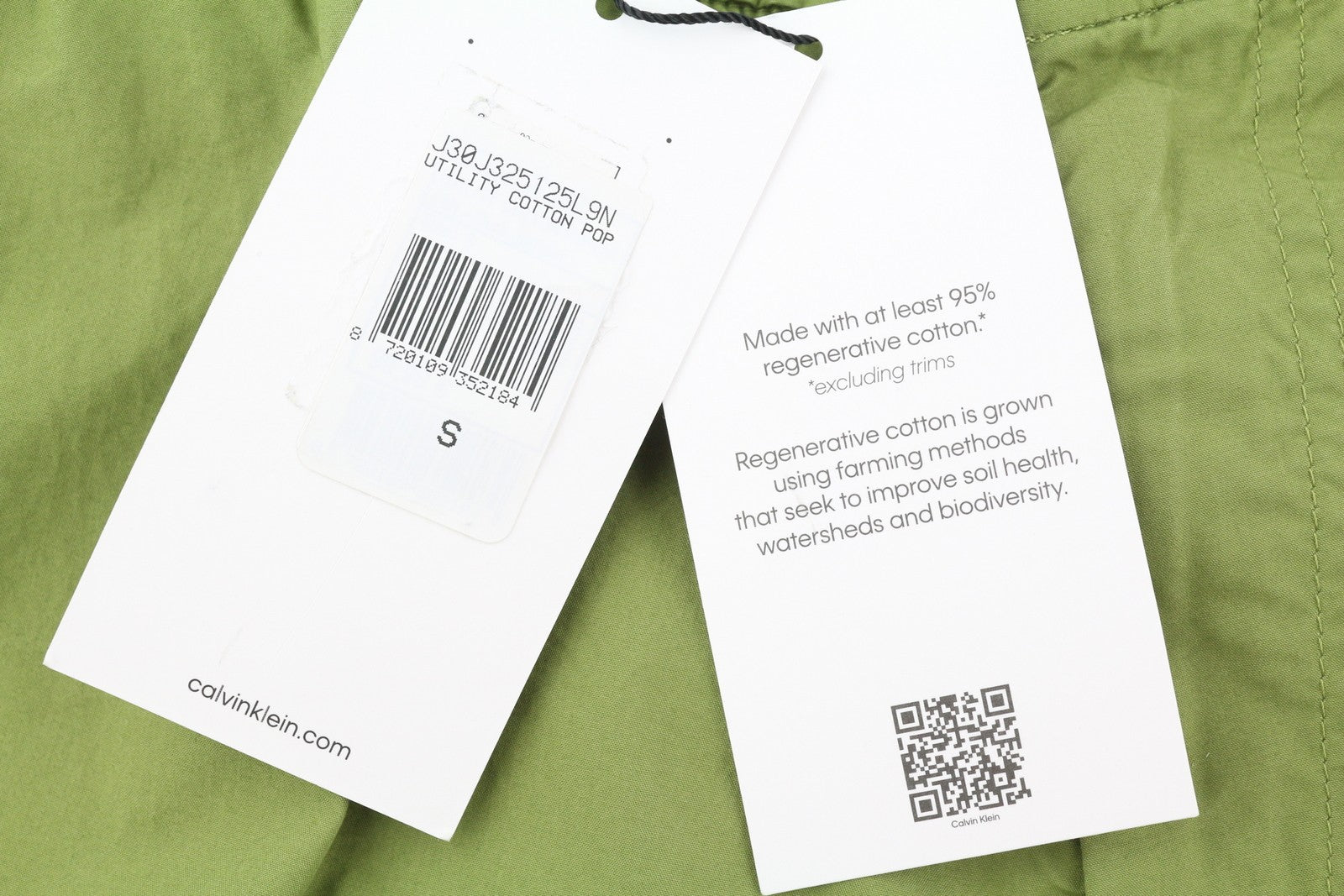 CALVIN KLEIN Utility Cotton Pop Men Trousers S Green Elastic Waist Zip Cargo