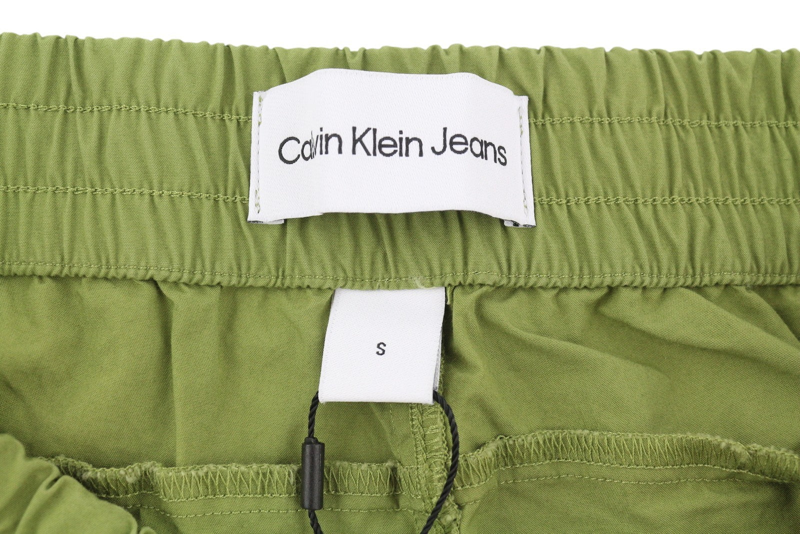 CALVIN KLEIN Utility Cotton Pop Men Trousers S Green Elastic Waist Zip Cargo