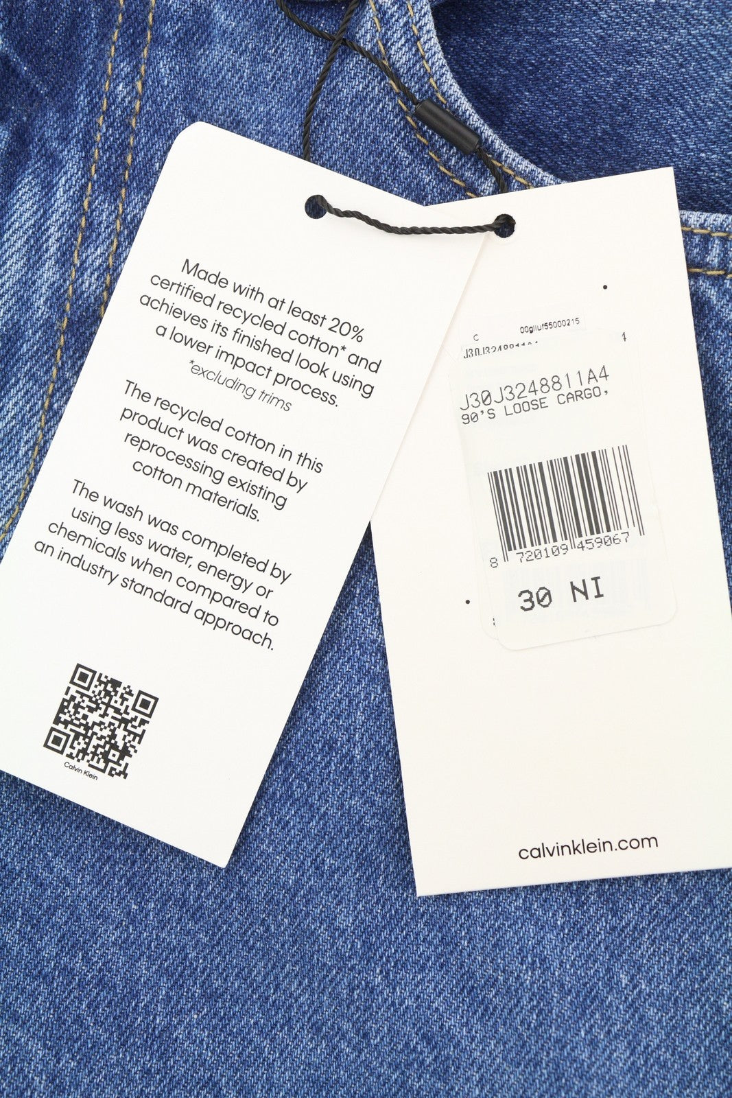 CALVIN KLEIN 90s Loose Cargo Men Jeans W30 Blue Denim Regular Zip Fly Casual