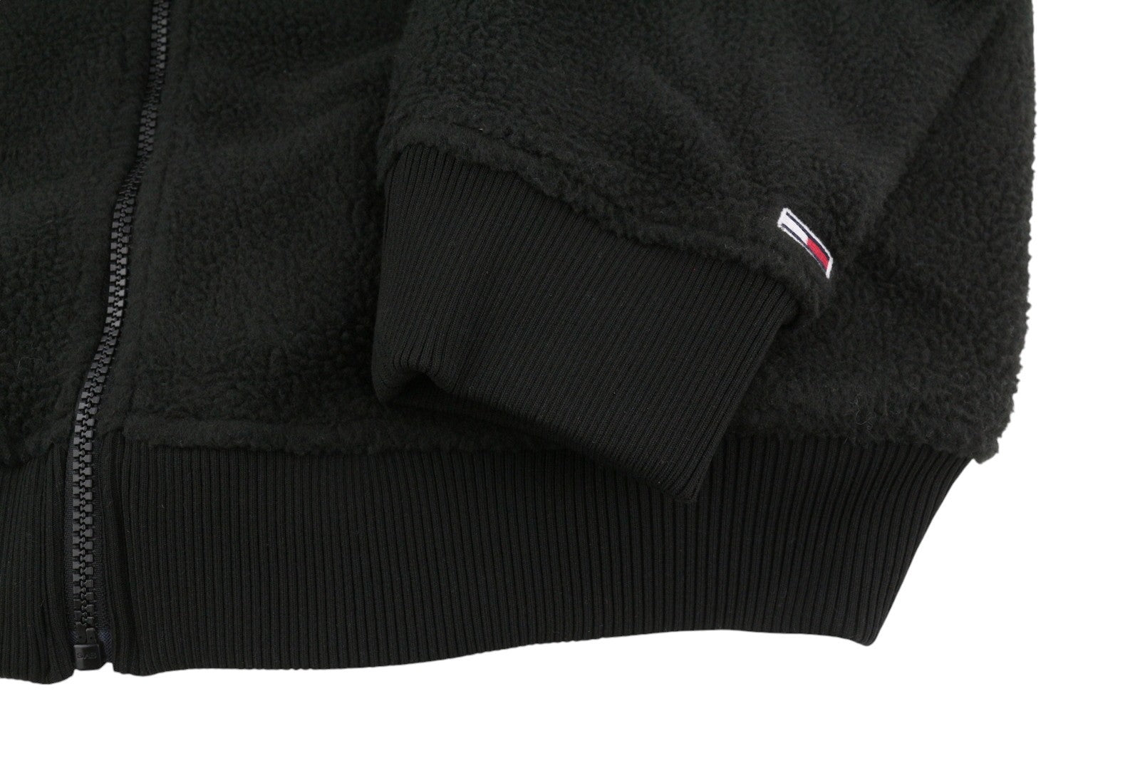 TOMMY HILFIGER Tjm Polar Zip Men Sweatshirt XL Black Fluffy Fleece Oversized Zip