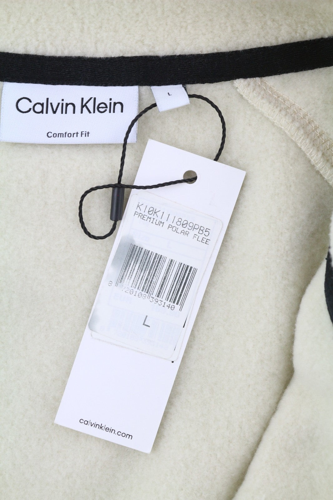 CALVIN KLEIN Premium Polar Fleece Men Sweatshirt L Beige Comfort Fit RRP€179