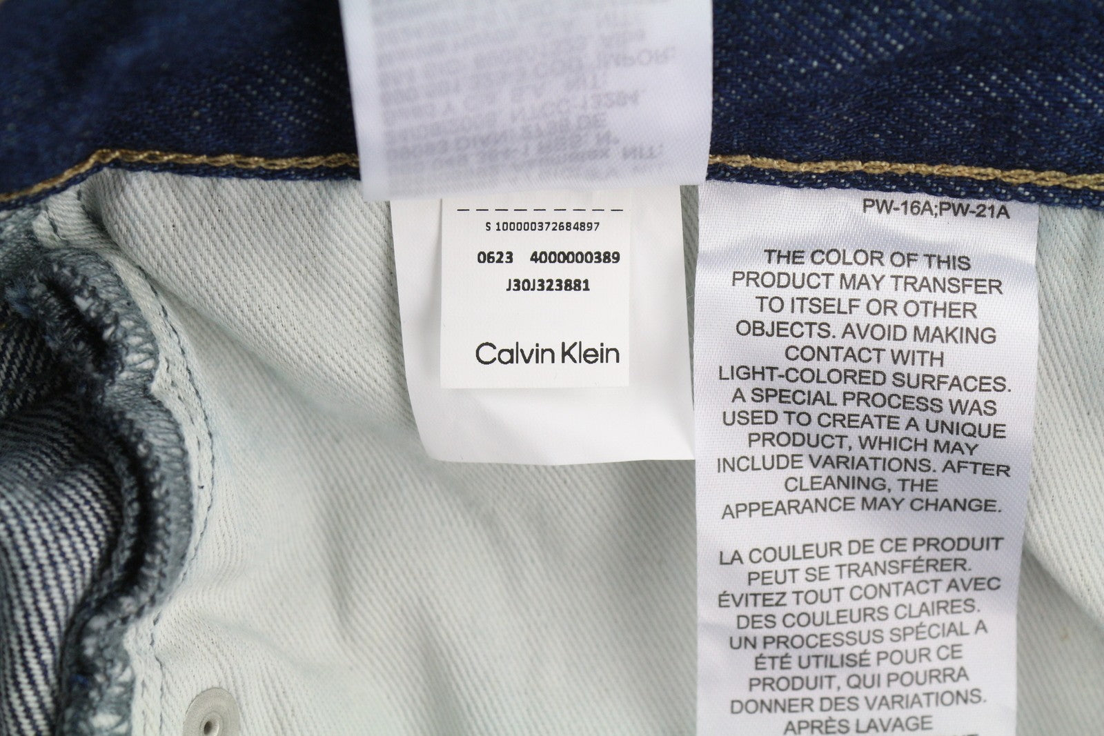 CALVIN KLEIN Authentic Straight Men Jeans W29/L32 Dark Blue Zip Fly Logo Denim