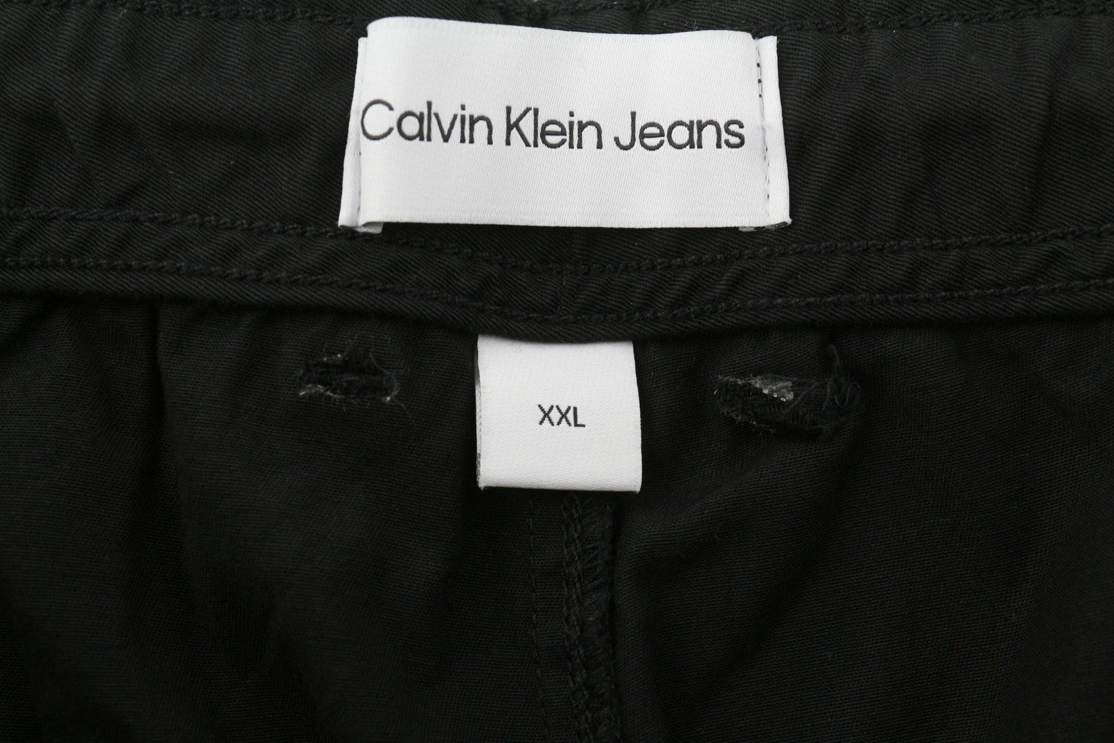 CALVIN KLEIN Straight Cargo Men Trousers 2XL Black Patch Pockets Regular Fit