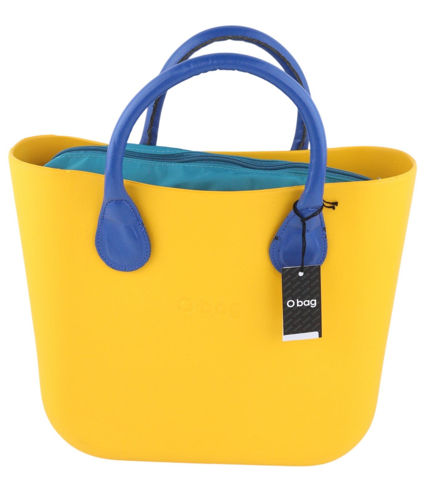 O BAG Mini Women Bag OS Yellow Blue Double Handles Zipper Inner Bag Logo Square