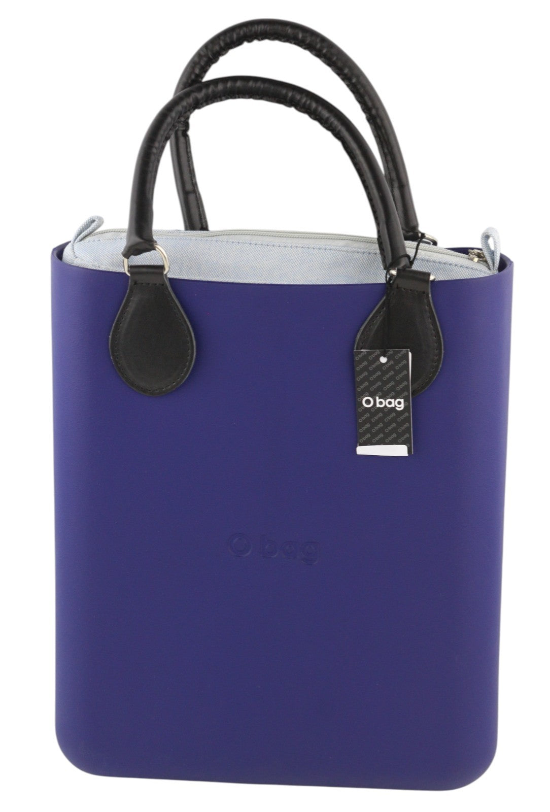 O BAG Chic Women Bag OS Blue Double Handles Inner Bag Mini Tote Square Logo