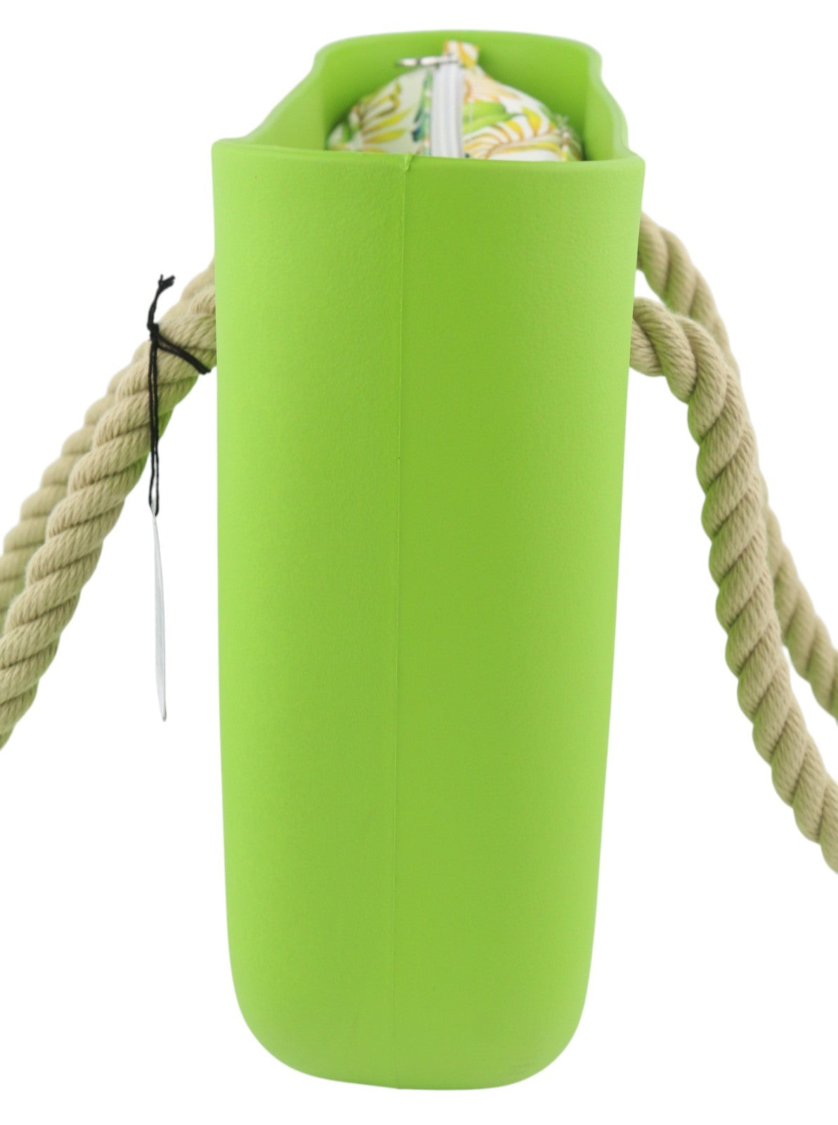 O BAG Mini Women Bag OS Bright Green Double Handles Zipper Inner Bag Logo Square