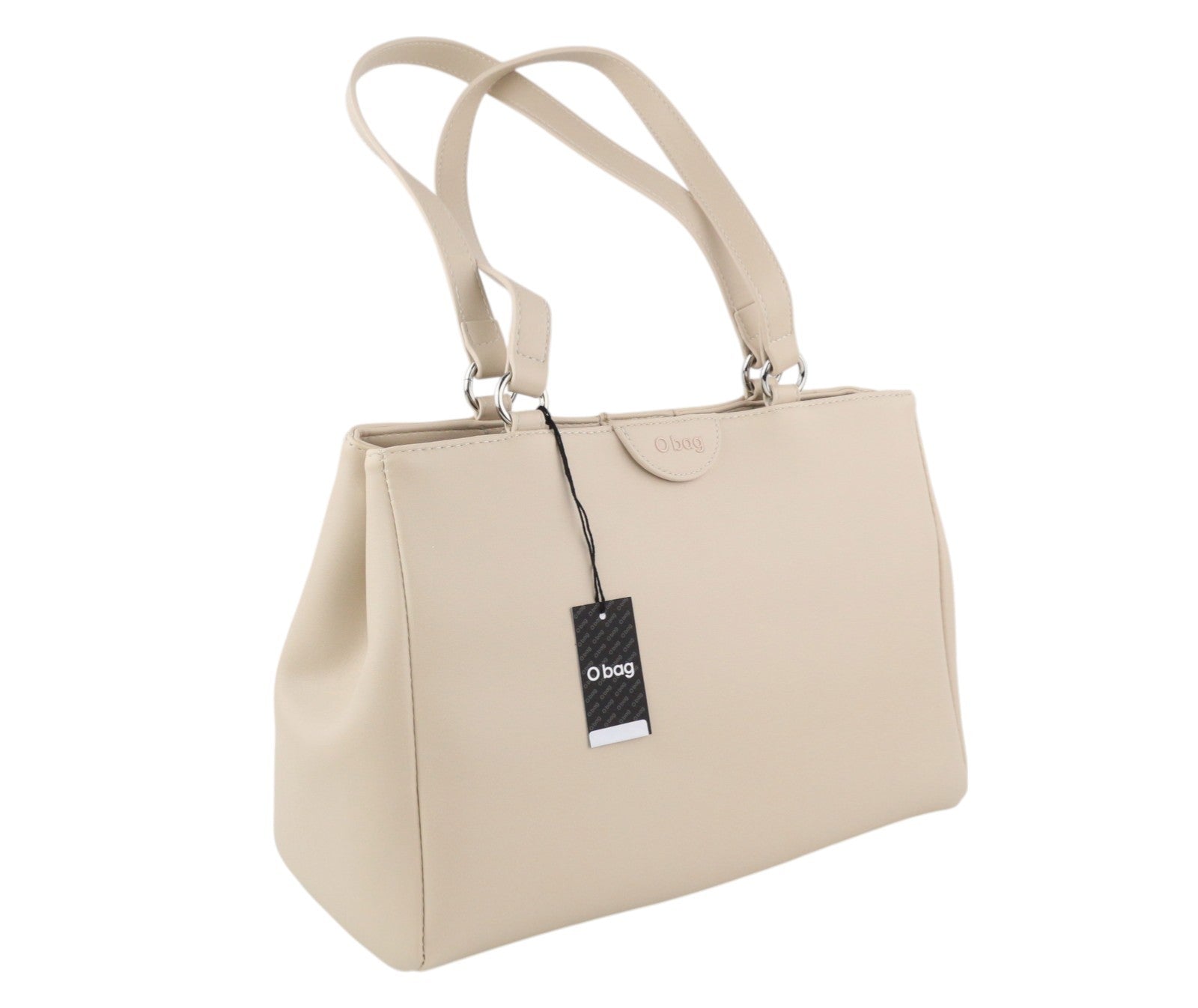 O BAG Vienna Women Bag OS Beige Double Handles Clasp Closure Lined Logo Square