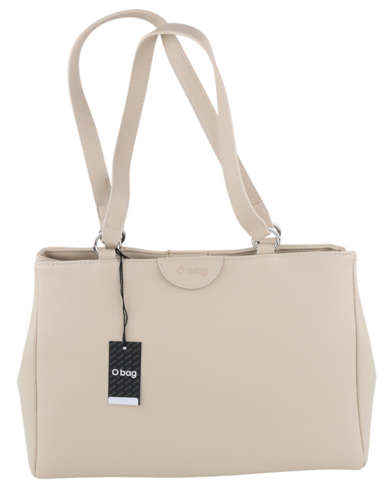O BAG Vienna Women Bag OS Beige Double Handles Clasp Closure Lined Logo Square