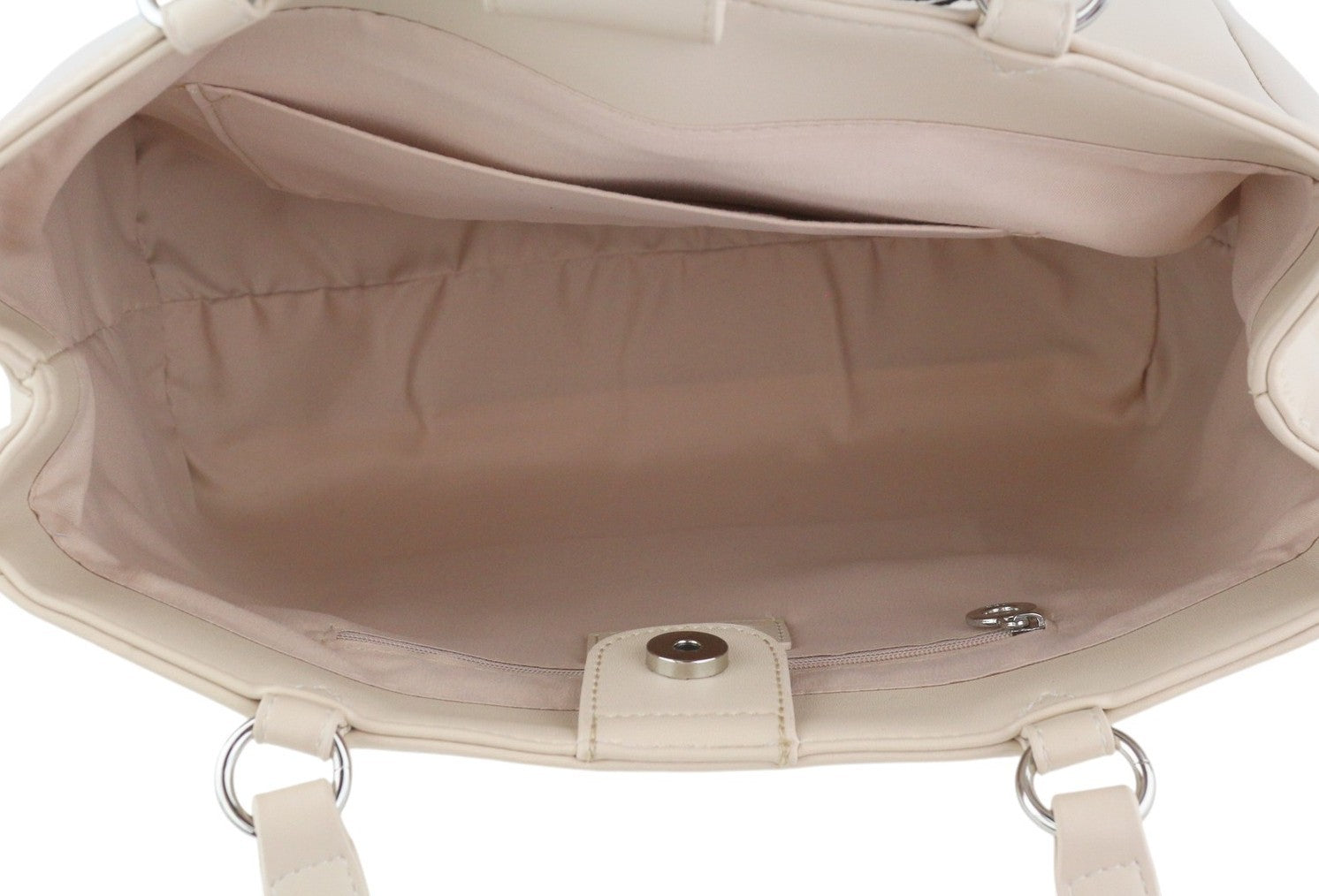 O BAG Vienna Women Bag OS Beige Double Handles Clasp Closure Lined Logo Square