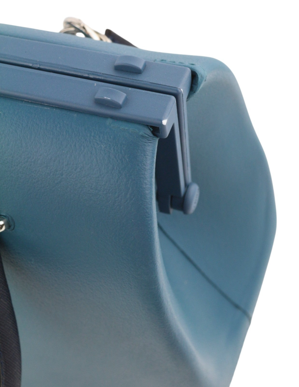 O BAG Doc Women Bag OS Blue Double Handles Kiss Lock Clasp Doctor Type Bag Logo