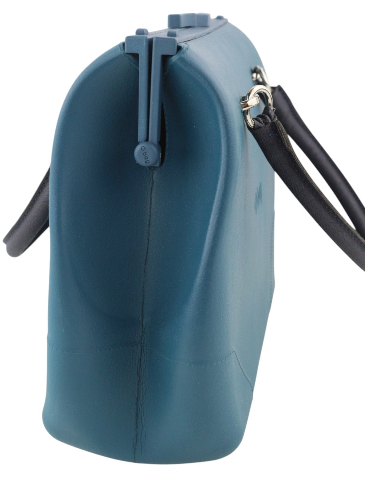 O BAG Doc Women Bag OS Blue Double Handles Kiss Lock Clasp Doctor Type Bag Logo