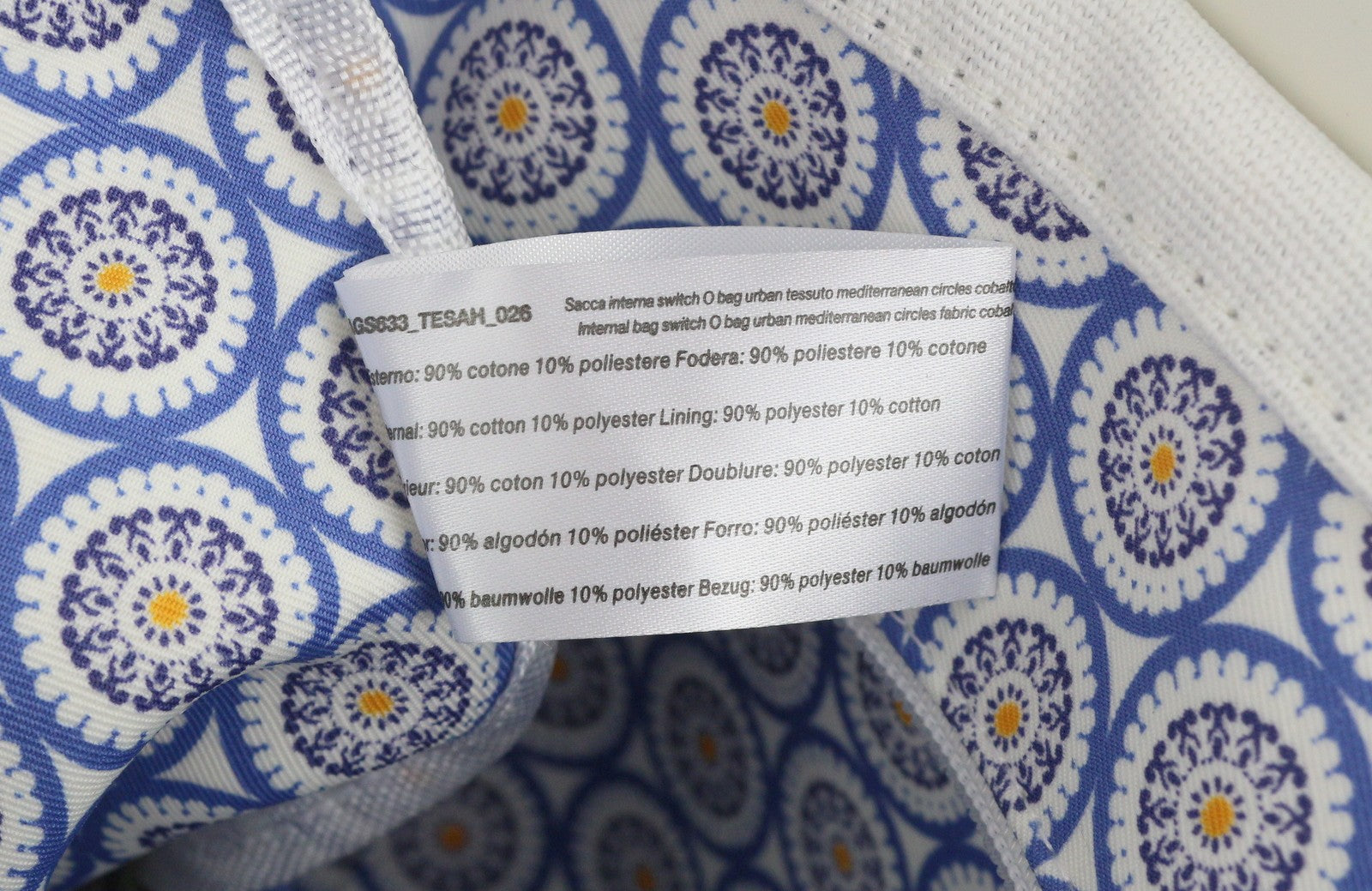 O BAG Urban Women Bag OS White Double Handles Patterned Inner Bag Trapezoid Tote