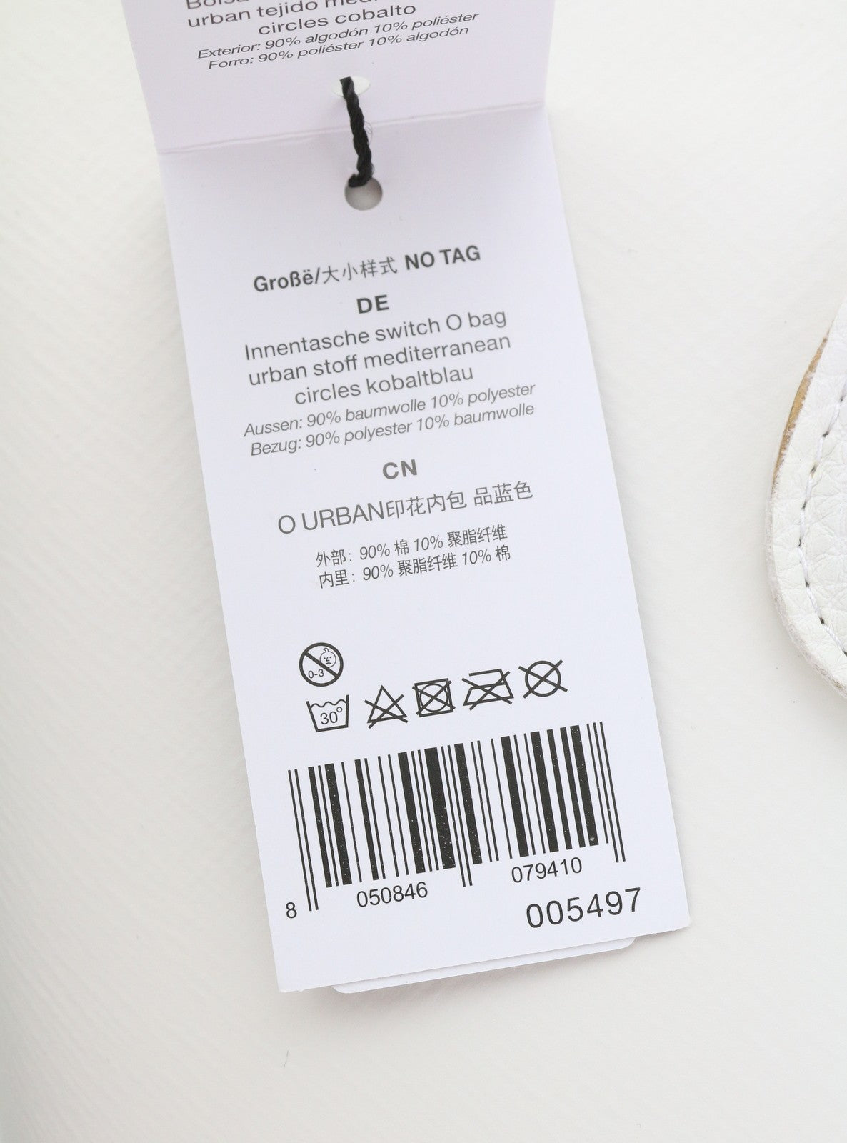 O BAG Urban Women Bag OS White Double Handles Patterned Inner Bag Trapezoid Tote