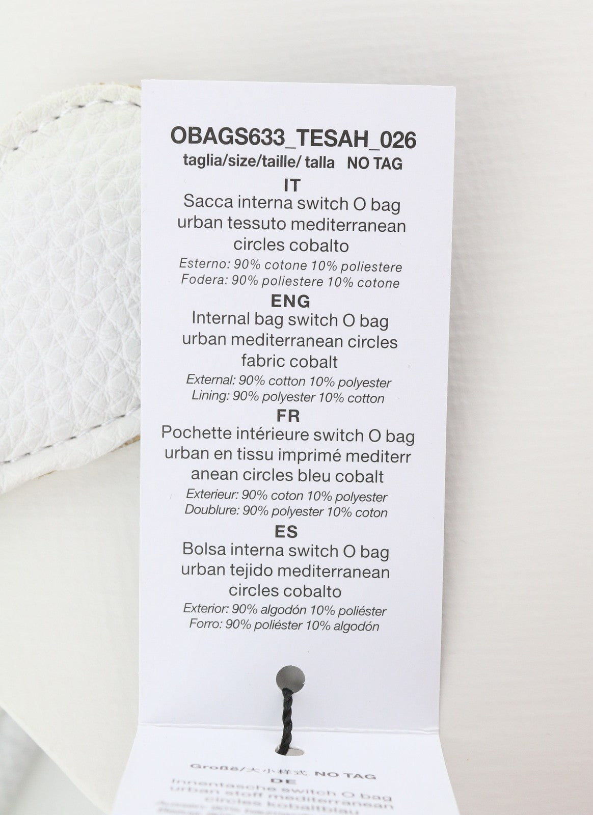 O BAG Urban Women Bag OS White Double Handles Patterned Inner Bag Trapezoid Tote