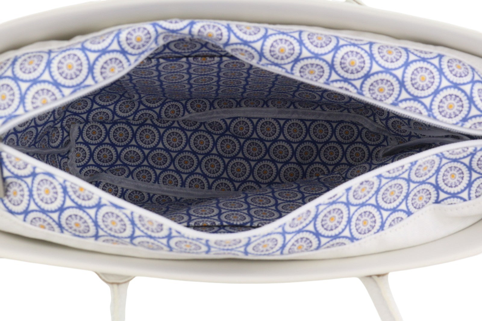 O BAG Urban Women Bag OS White Double Handles Patterned Inner Bag Trapezoid Tote