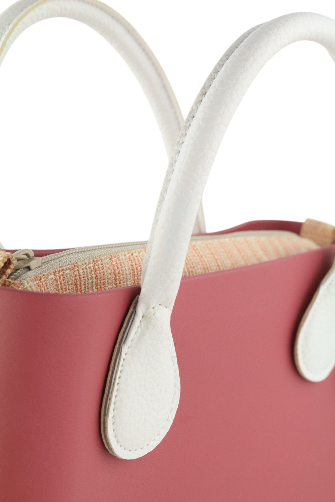 O BAG Chic Women Bag OS Pink Double Handles Inner Bag Mini Tote Square Logo