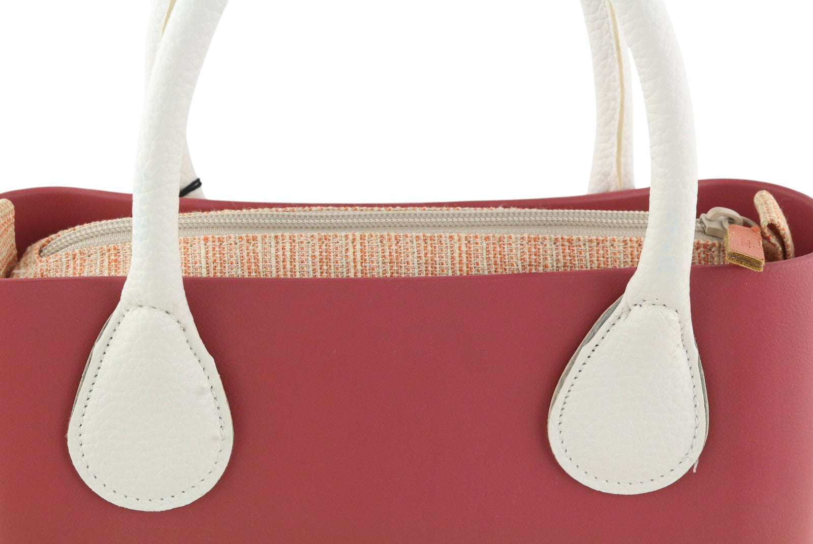 O BAG Chic Women Bag OS Pink Double Handles Inner Bag Mini Tote Square Logo