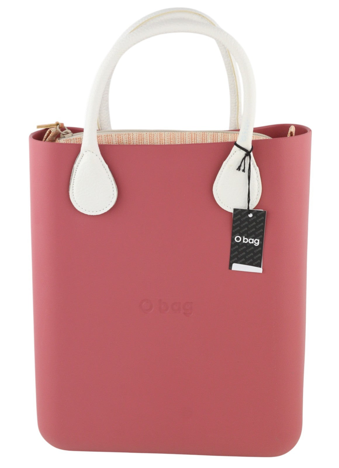 O BAG Chic Women Bag OS Pink Double Handles Inner Bag Mini Tote Square Logo