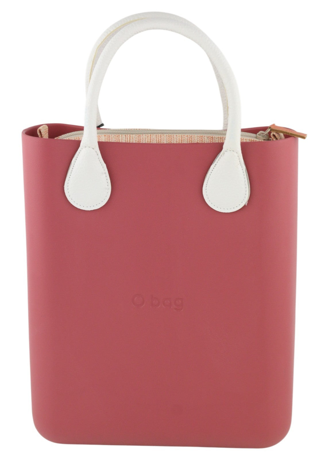 O BAG Chic Women Bag OS Pink Double Handles Inner Bag Mini Tote Square Logo