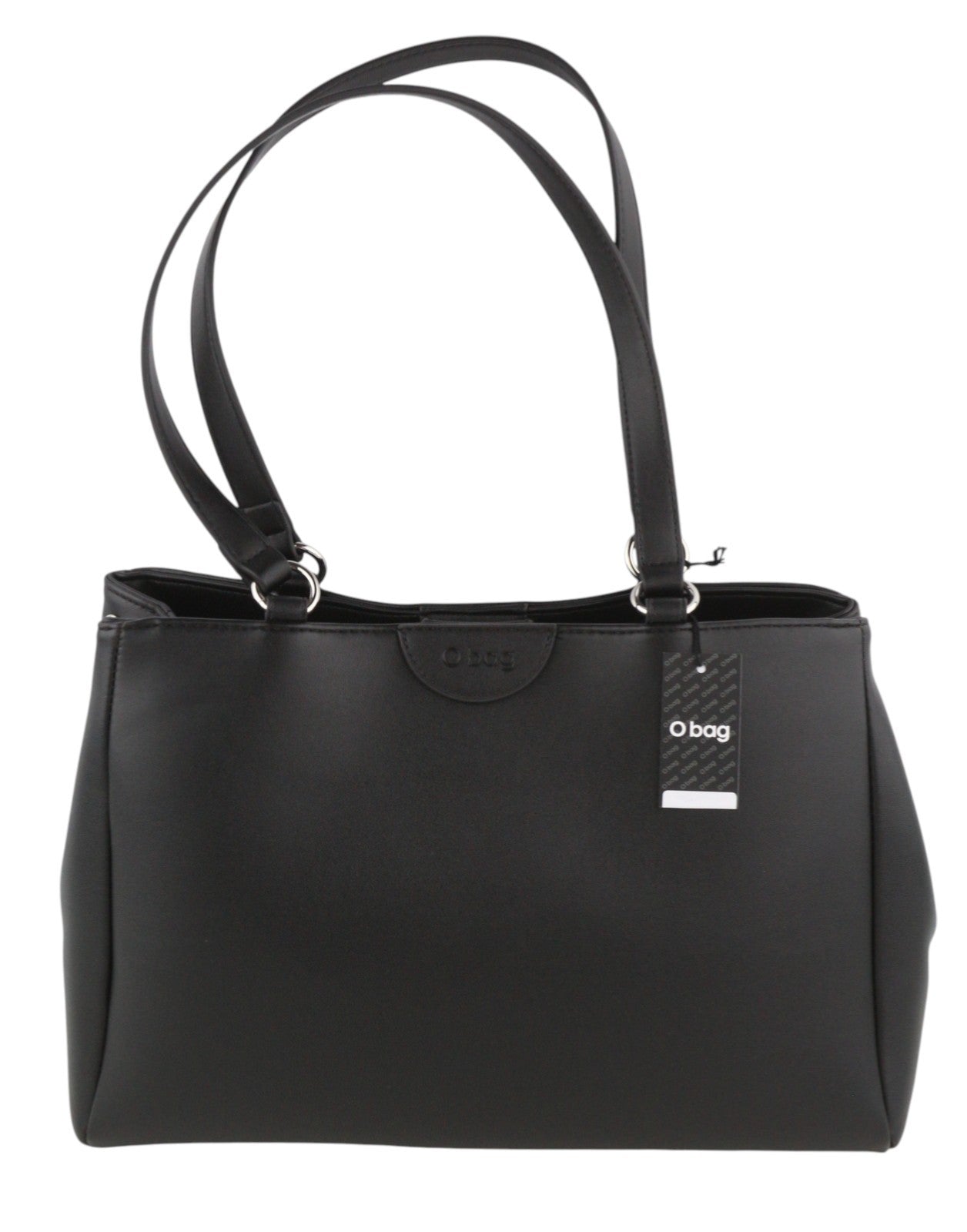 O BAG Vienna Women Bag OS Black Double Handles Clasp Closure Lined Logo Square