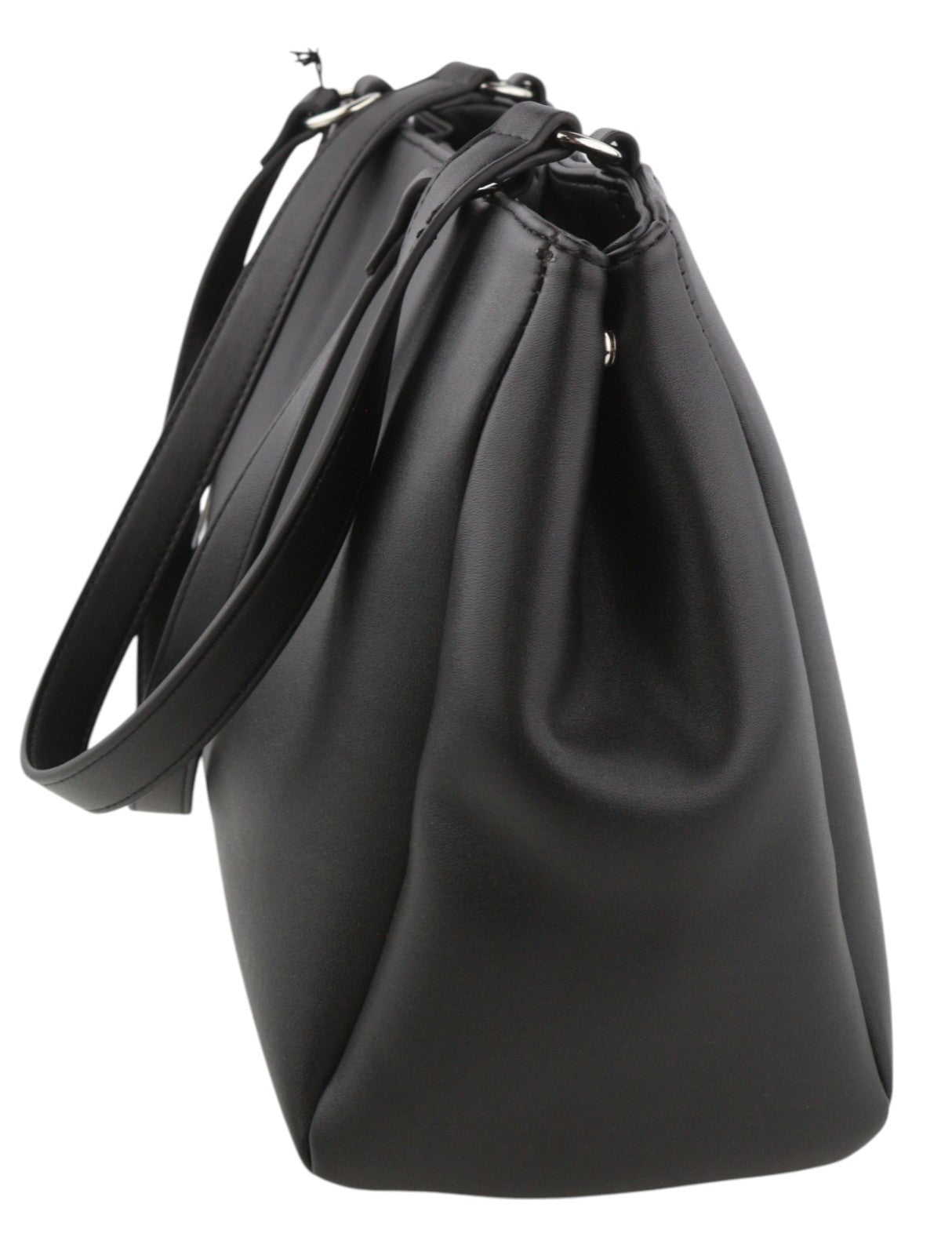 O BAG Vienna Women Bag OS Black Double Handles Clasp Closure Lined Logo Square