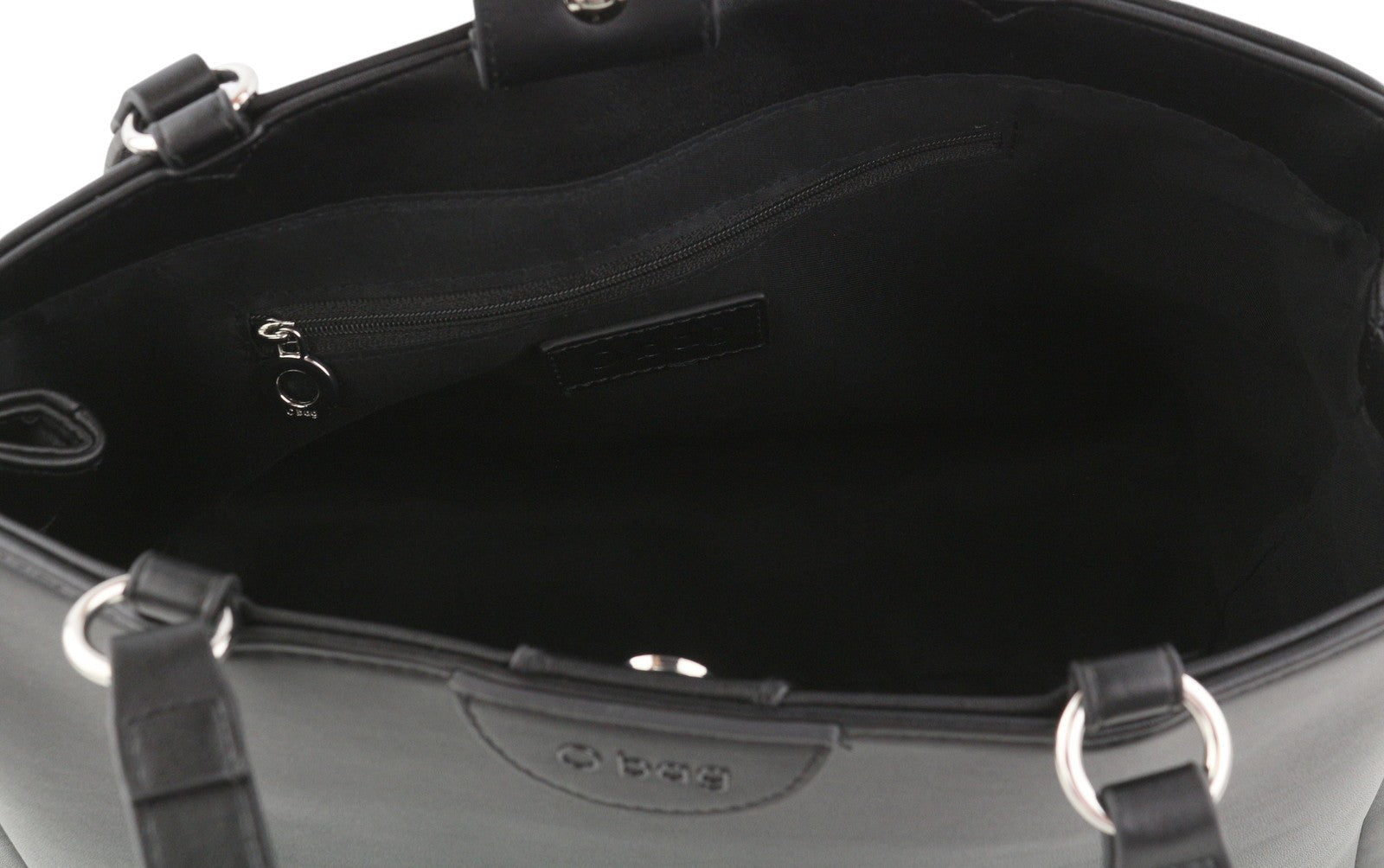 O BAG Vienna Women Bag OS Black Double Handles Clasp Closure Lined Logo Square