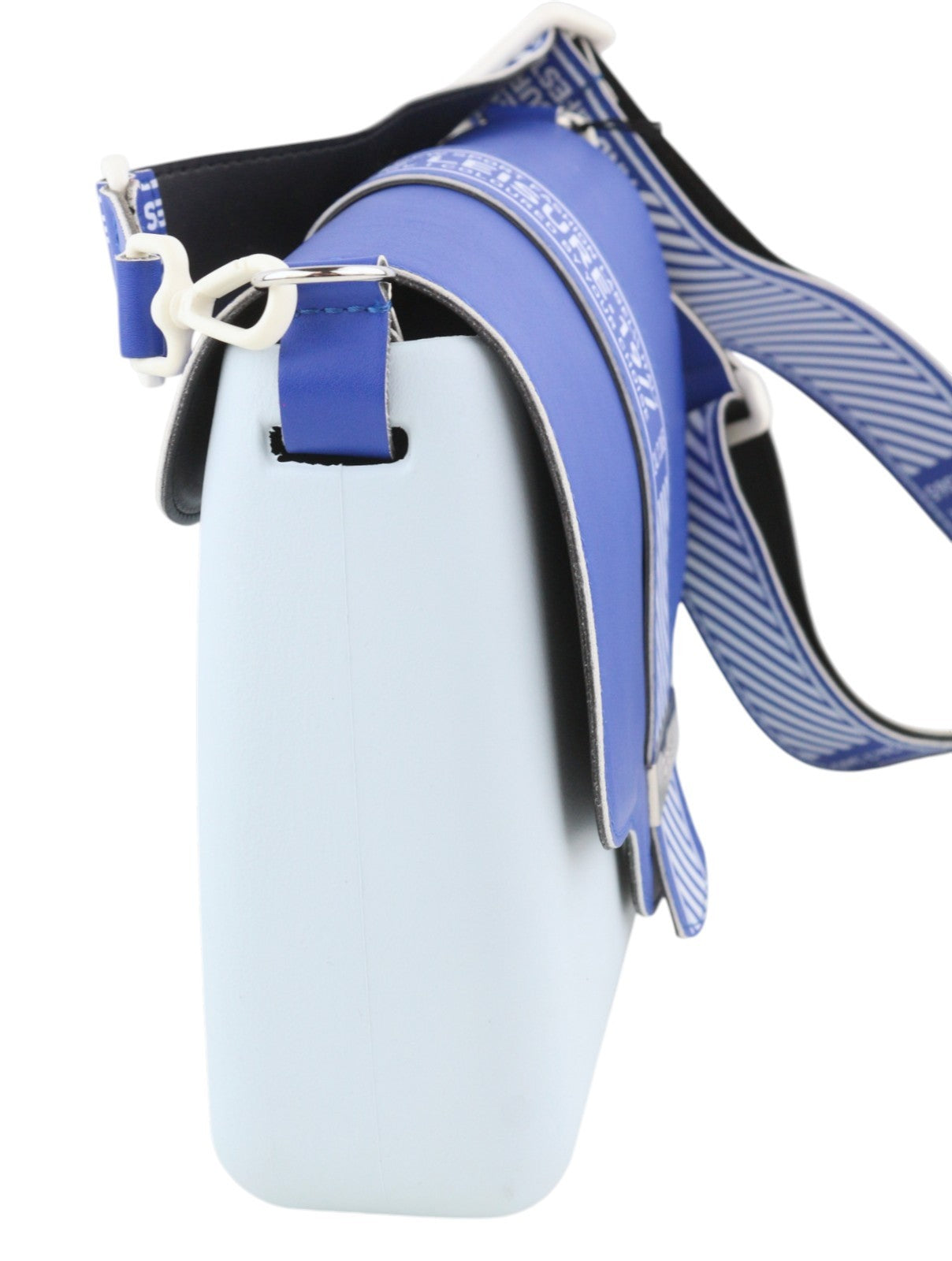 O BAG Glam Women Bag OS Blue Patterned Adjustable Strap Clasp Logo Crossbody