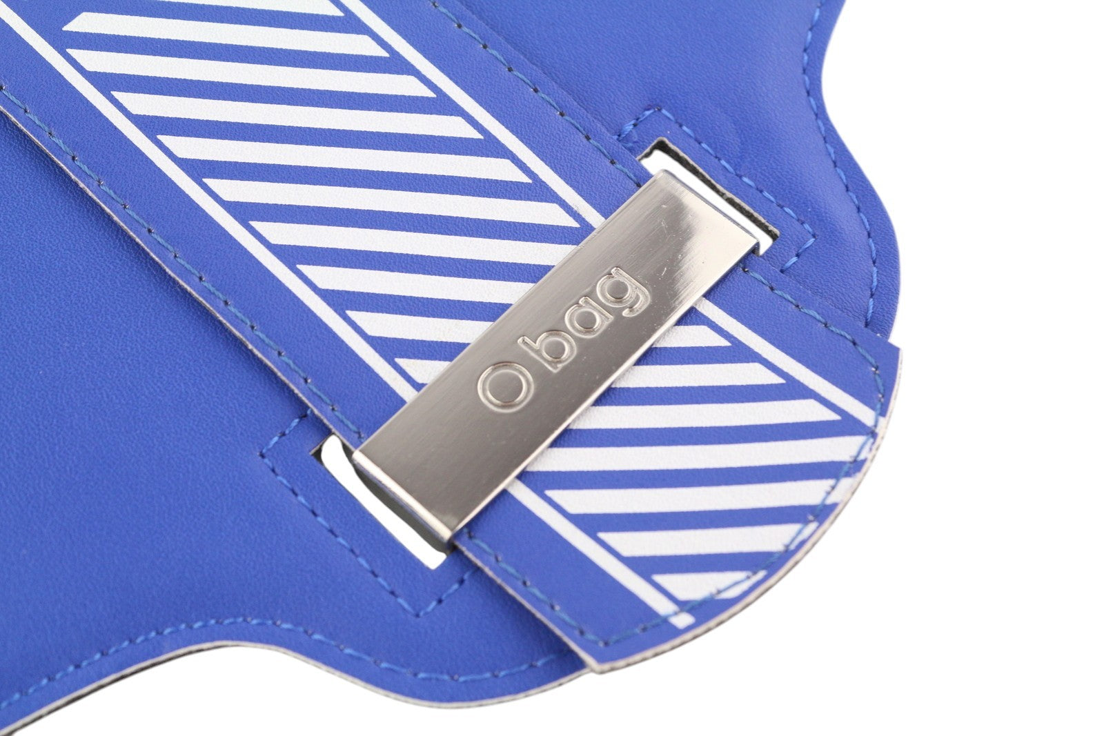 O BAG Glam Women Bag OS Blue Patterned Adjustable Strap Clasp Logo Crossbody