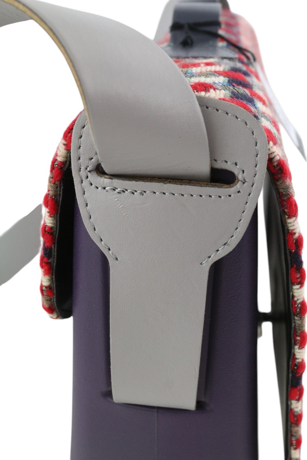 O BAG Folder Women Bag OS Purple Tweed Patterned Turn Lock Closure Messenger