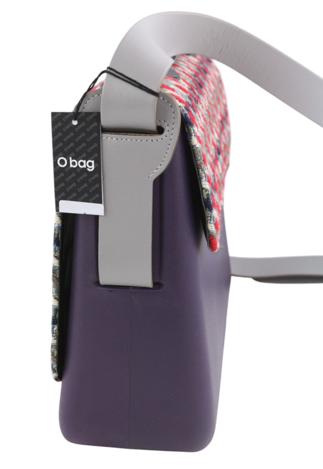 O BAG Folder Women Bag OS Purple Tweed Patterned Turn Lock Closure Messenger