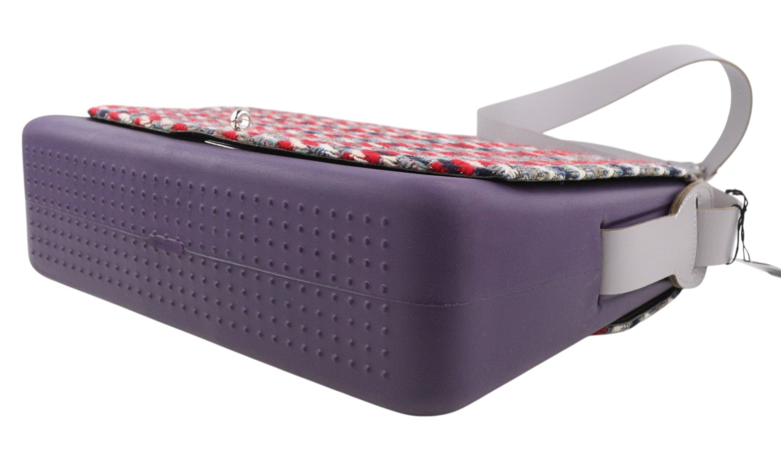O BAG Folder Women Bag OS Purple Tweed Patterned Turn Lock Closure Messenger