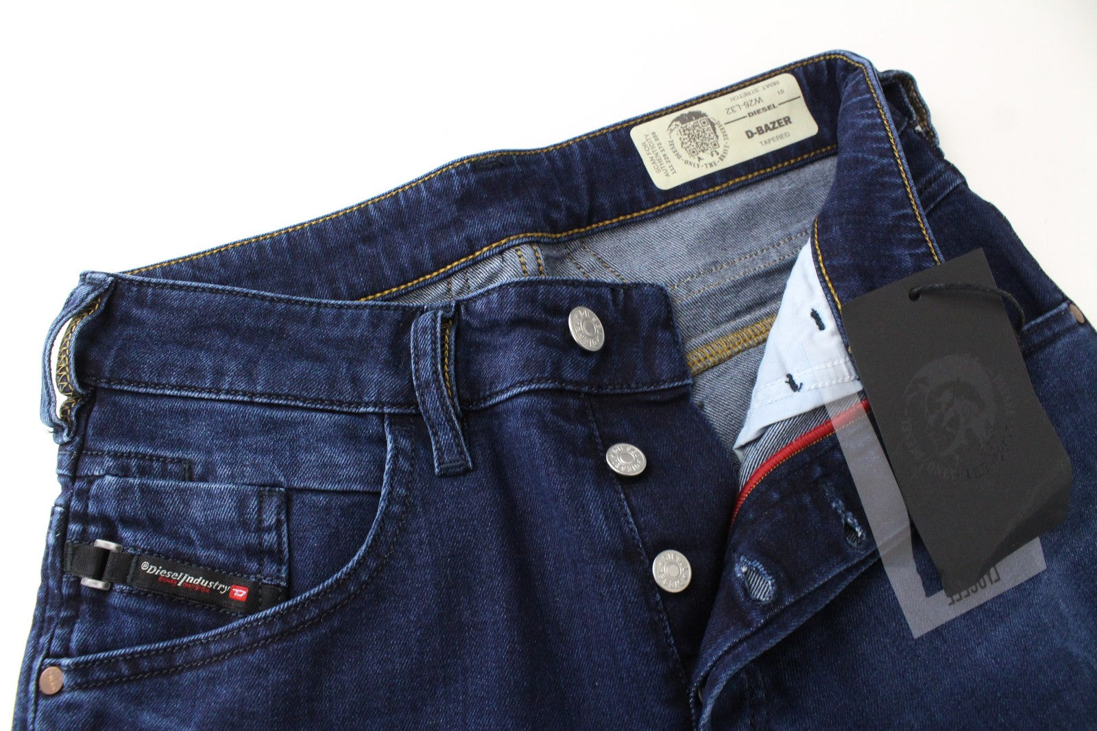 DIESEL D-Bazer 083AT Men's Dark Blue Jeans W26/L32 Tapered Stretch Button Fly